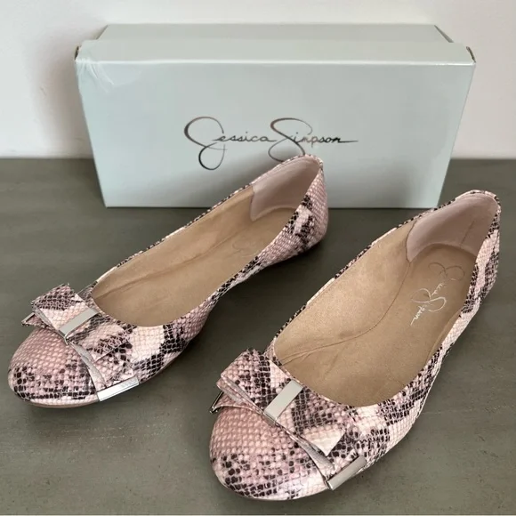 Jessica Simpson Marieta Ballet Flat Snake Print Bow Flat Women’s Size 10 M - Picture 5 of 17